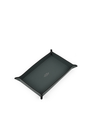 Smythson Small Rectangular Trinket Tray In Panama In Slate Green