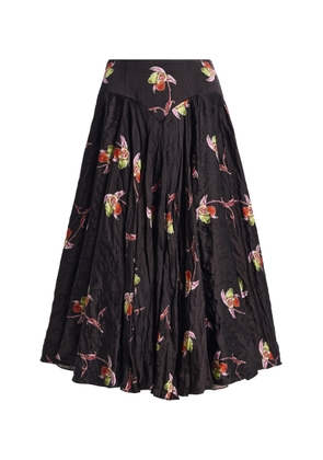 Emilia Wickstead Nera Floral Pleated Midi Skirt - Moda Operandi