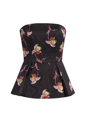 Emilia Wickstead Jadiel Floral Satin Peplum Top - Moda Operandi