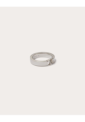 Valentino Garavani MINI VLOGO SIGNATURE METAL RING Man PALLADIUM 19