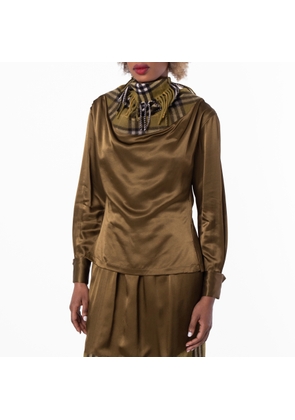 Burberry Satin and Check Scarf Panelled Top