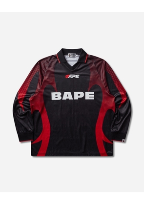 Men s Ape Flame Monogram Jacquard Logo Relaxed Fit Football Jersey Black