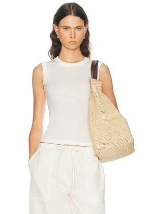 Eterne Fitted Muscle Tank Top in Ivory - Ivory. Size M (also in ).