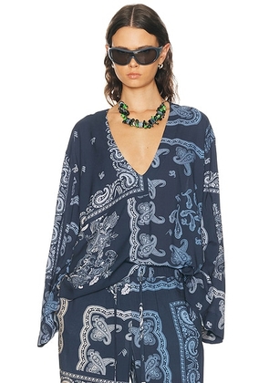 THE ATTICO Paisley Blouse in Degrade Blue - Blue. Size 42 (also in 36, 38, 40, 44).