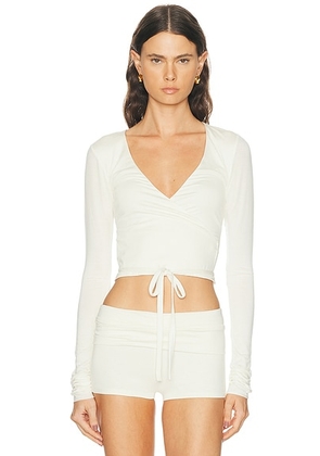 Eterne Wrap Top in Ivory - Ivory. Size L (also in XS).