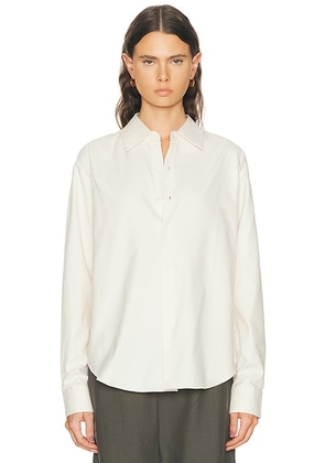 Comme Si La Shirt Flannel Classica in Cream Twill - Cream. Size XS (also in S, M, L).