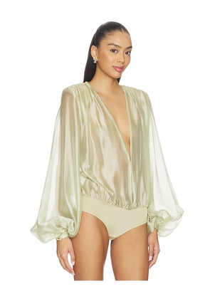 Bronx Banco Ashanti Organza Bodysuit in Sage. Size XS. Also in L.