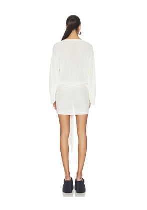 THE ATTICO V Neck Mini Dress in White. Size 38. Also in 36, 40, 42, 44.
