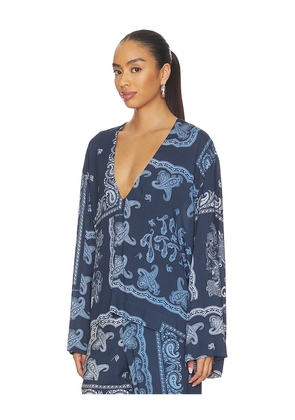 THE ATTICO Paisley Blouse in Blue. Size 36. Also in 38, 40, 42, 44.