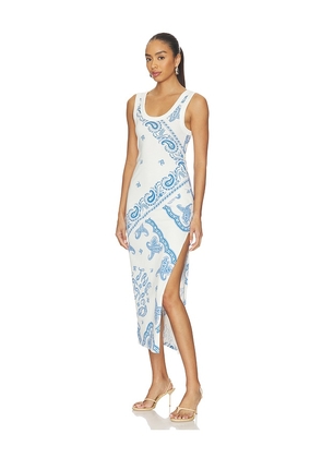THE ATTICO Paisley Midi Dress in Blue. Size 36. Also in 38, 40, 42.