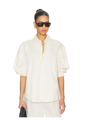 Comme Si La Shirt Flannel Classica in Cream. Size XS. Also in S, M, L.