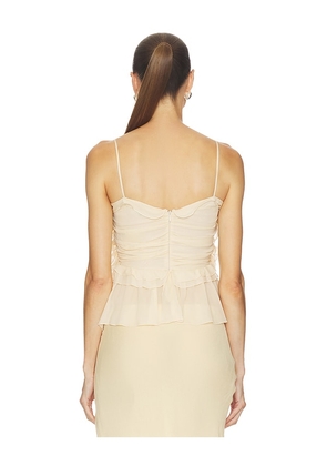 Blumarine Sheet Ruffle Top in Beige. Size 36. Also in 40, 42.