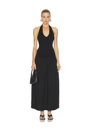 Enza Costa Cotton Halter Dress in Black. Size XS. Also in S, M, L, XL.