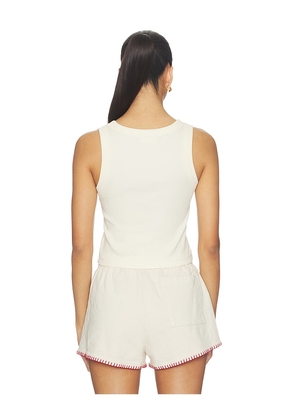 Darlin Hot Bronc Crop Tank in Cream. Size XS. Also in L, M, S.