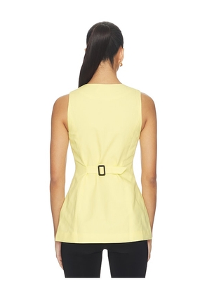 ALIGNE Leo Linen Mix Waistcoat in Lemon. Size 0. Also in 10, 2, 4, 6, 8.