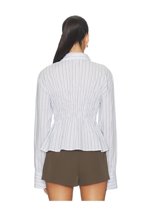 ALL THE WAYS Annie Button Up Top in Baby Blue. Size XXS. Also in XS, M, XL.