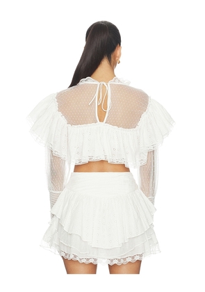 For Love & Lemons Beckett Crop Top in White. Size XS. Also in S, M, L, XL.