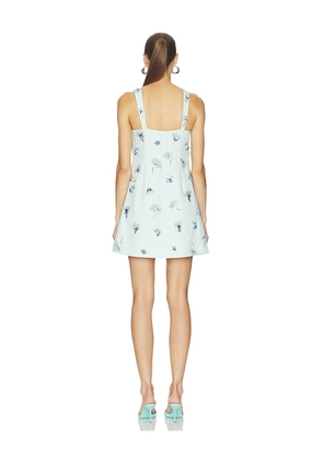 SIMKHAI Ella Embellished Mini Dress in Baby Blue. Size 0. Also in 10, 4, 6.