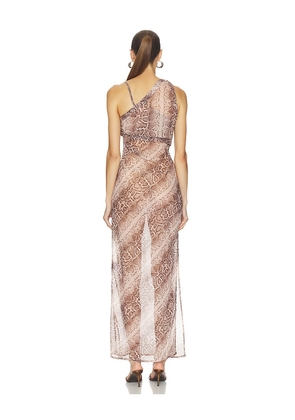 One Teaspoon Negroni Sheer Chiffon One Shoulder Maxi Dress in Nude. Size XXS. Also in L, M, S, XL, XS.
