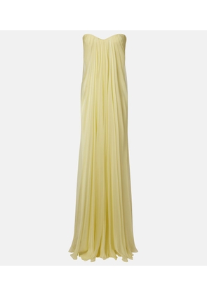 McQueen Draped chiffon bustier gown