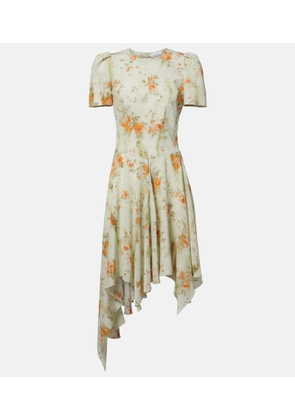 McQueen Floral asymmetric midi dress