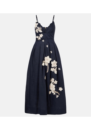 Agua by Agua Bendita Sula floral-applique linen maxi dress