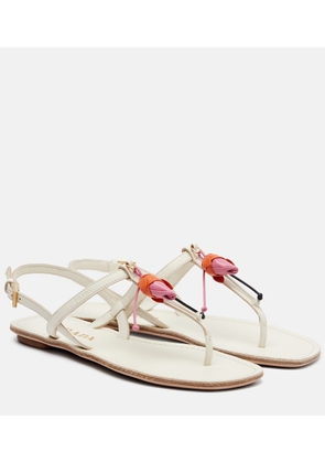 Prada Floral-applique leather thong sandals