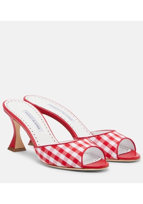 Manolo Blahnik Jadara leather-trimmed gingham mules
