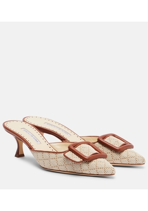 Manolo Blahnik Maysale leather-trimmed mules