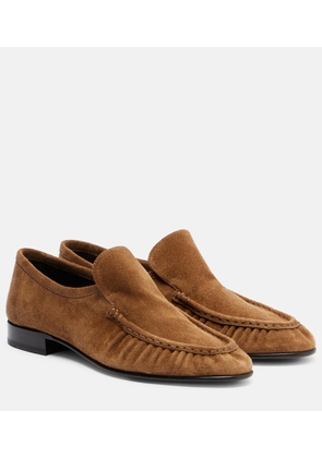The Row Soft Mocassin Two suede loafers