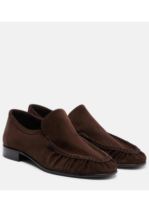 The Row Soft ruched suede loafers