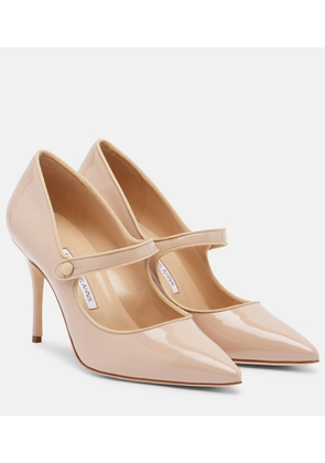 Manolo Blahnik Campari patent leather Mary Jane pumps