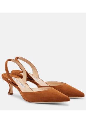 Manolo Blahnik Carolyne suede slingback pumps