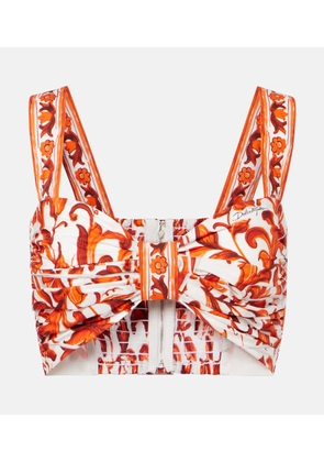 Dolce&Gabbana Majolica cotton poplin crop top