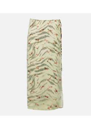 Ganni Printed organza wrap skirt