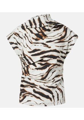 Ganni Zebra-print cotton-blend top