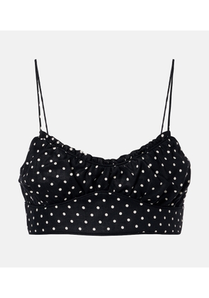 Faithfull Lucia polka-dot linen crop top