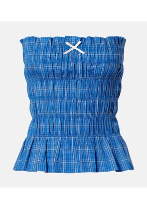 Faithfull Leya gathered plaid cotton top