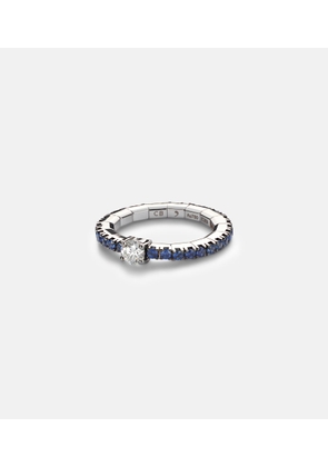 Bucherer Fine Jewellery Stretchy 18kt white gold ring with diamond and sapphires
