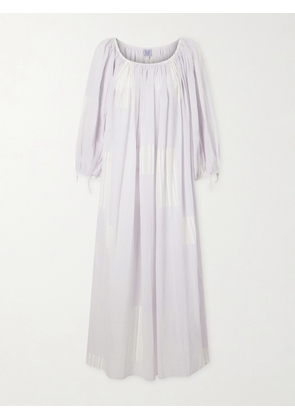 Thierry Colson - Athenaïs Gathered Striped Cotton-voile Maxi Dress - Gray - 2 (L-XL),1 (XS-M)