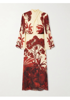 Johanna Ortiz - Maiden Voyage Floral-print Silk-georgette Midi Dress - Red - US2,US4,US6,US8,US10,US12