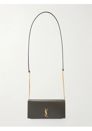 SAINT LAURENT - Cassandre Strap Leather Phone Case - Green - One size