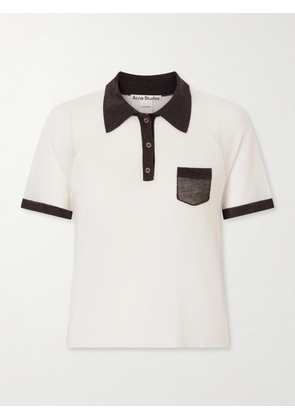 Acne Studios - Color-block Lyocell And Wool-blend Jersey Polo Shirt - White - xx small,x small,small,medium,large