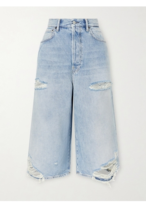 Acne Studios - Judda U Light Crow Distressed Mid-rise Wide-leg Shorts - Blue - xx small,x small,small,medium,large,x large