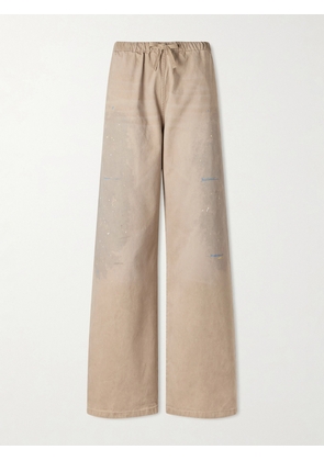 Acne Studios - Plott Paint-splatter Cotton-twill Wide-leg Pants - Neutrals - 44,48,50,46