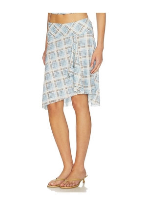 SOVERE Novalyn Plaid Skirt in Baby Blue. Size S. Also in L.