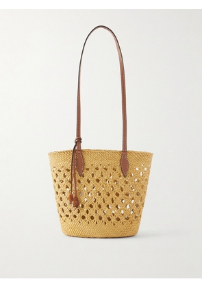 Hunting Season - Lattice Basket Leather-trimmed Raffia Tote - Brown - One size