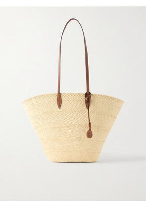 Hunting Season - Trapeze Basket Leather-trimmed Woven Raffia Tote - Neutrals - One size