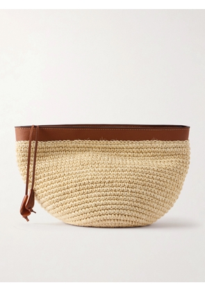 Hunting Season - Leather-trimmed Raffia Clutch - Neutrals - One size