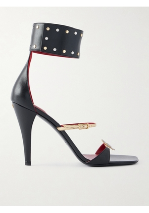 Valentino Garavani - Cuffie Enamelled Flower High Heel Sandals - Black - IT35,IT36,IT37,IT38,IT39,IT40,IT41,IT42